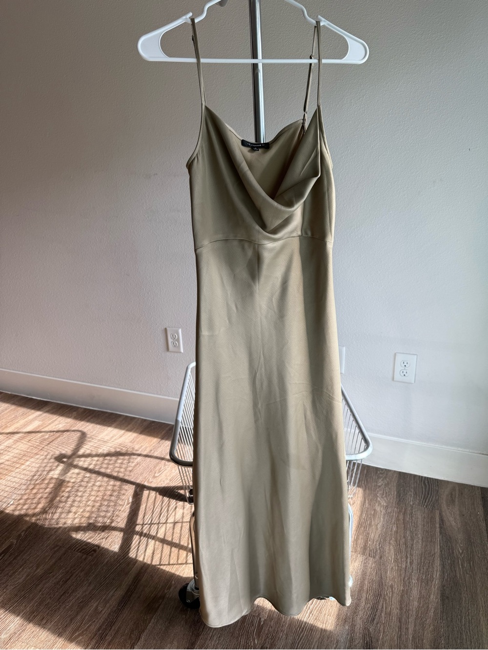 Olive Midi Satin Dress